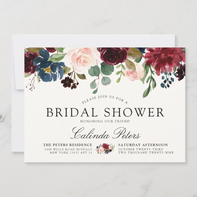 Burgundy Bouquet | Bridal Shower Invitation (Front)