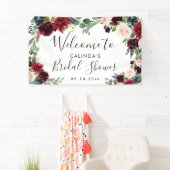 Burgundy Bouquet | Bridal Shower Welcome Square Banner (Insitu)