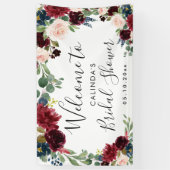 Burgundy Bouquet | Bridal Shower Welcome Square Banner (Vertical)