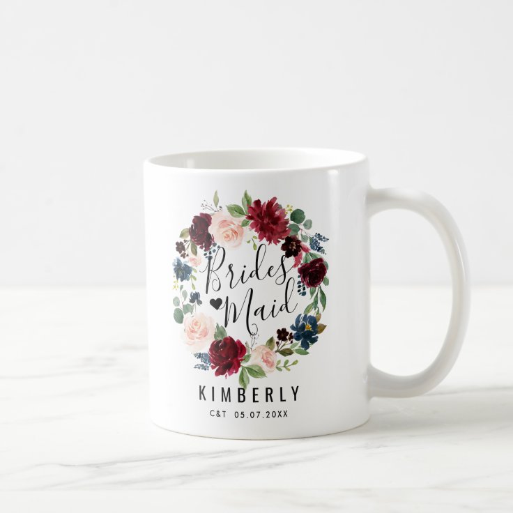 Burgundy Bouquet | Bridesmaid Coffee Mug | Zazzle