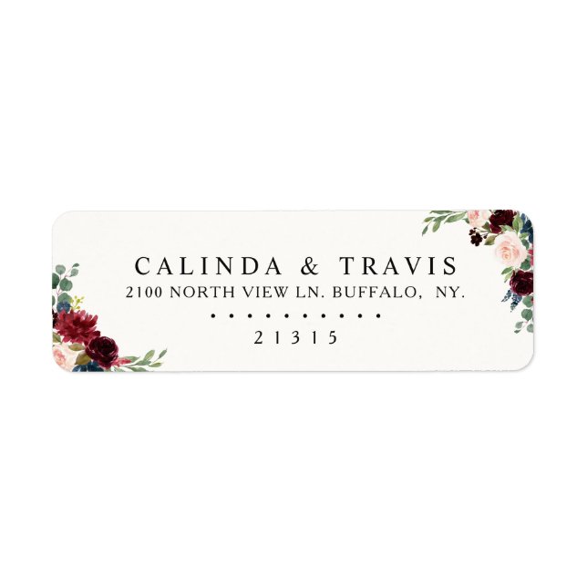 Burgundy Bouquet | Elegant Wedding Label (Front)