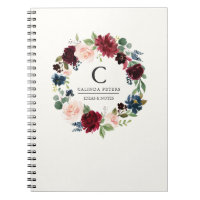 Burgundy Bouquet | Floral monogram Notebook