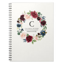 Burgundy Bouquet | Floral monogram Notebook Burgundy Bouquet | Floral monogram Notebook