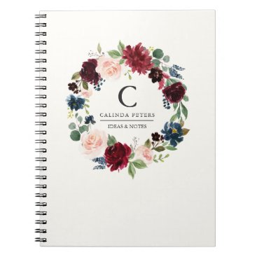 Burgundy Bouquet | Floral monogram Notebook