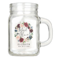Burgundy Bouquet | Floral Wreath | Maid of Honor Mason Jar