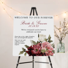Burgundy Bouquet Foam Wedding Welcome Sign