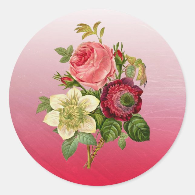 Burgundy Bouquet of Roses Stickers (Front)