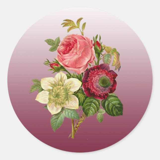 Burgundy Bouquet of Roses Stickers (Front)