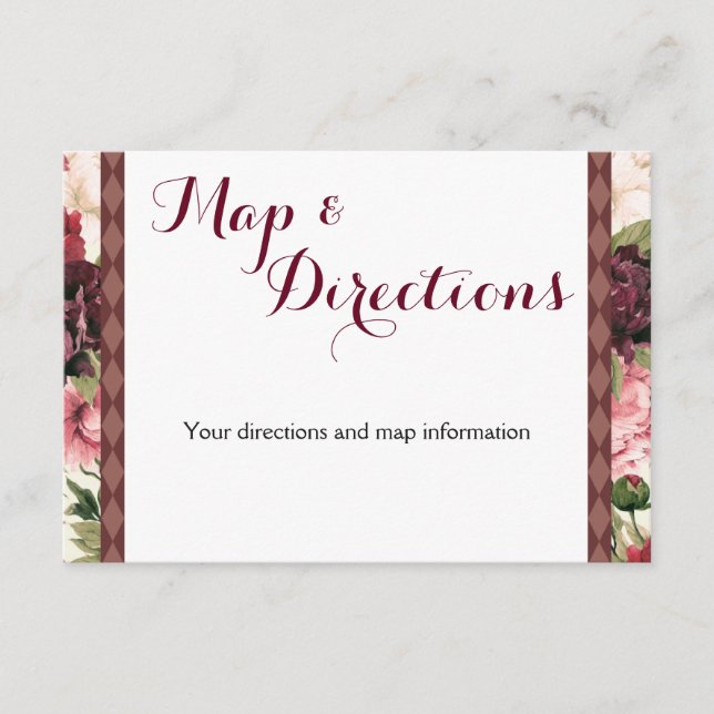 Burgundy Bouquet Wedding Information Card (Front)