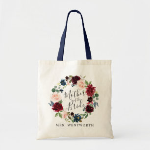 Burgundy Bouquet Wreath Mother of the Bride Tote Bag