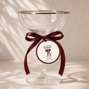Burgundy Bow Bridal Brunch Favor Tag