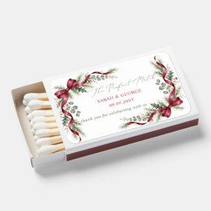 Burgundy Bow Garland Winter Christmas Wedding Matchboxes