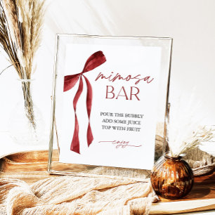 Burgundy Bow Mimosa Bar Bridal Shower Sign