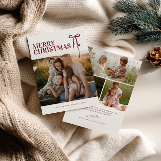 Burgundy Bow Photo Christmas Card