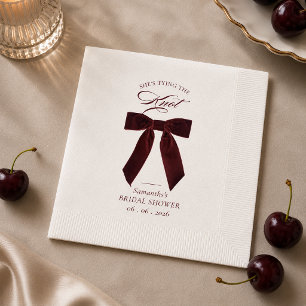 Burgundy Bow She's tying the knot recipe request Napkins