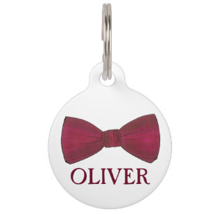 Burgundy Bow Tie Bowtie Menswear Formal Dog Tag