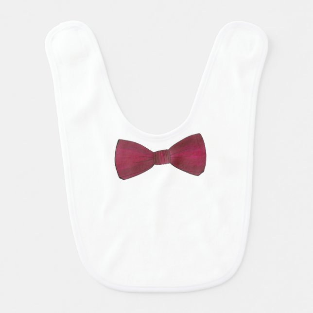 Burgundy Bow Tie Bowtie Wedding Prom Baby Bib (Front)