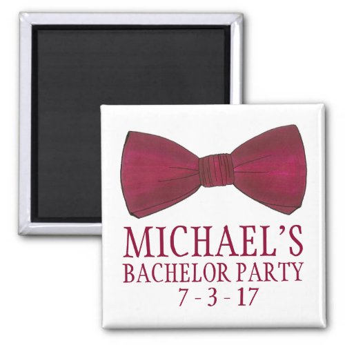 Burgundy Bow Tie Wedding Bachelor Party Magnet