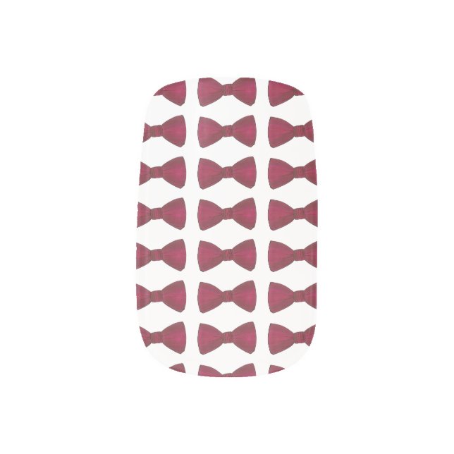 Burgundy Bow Tie Wedding Prom Bowtie Nail Art (Right Thumb)