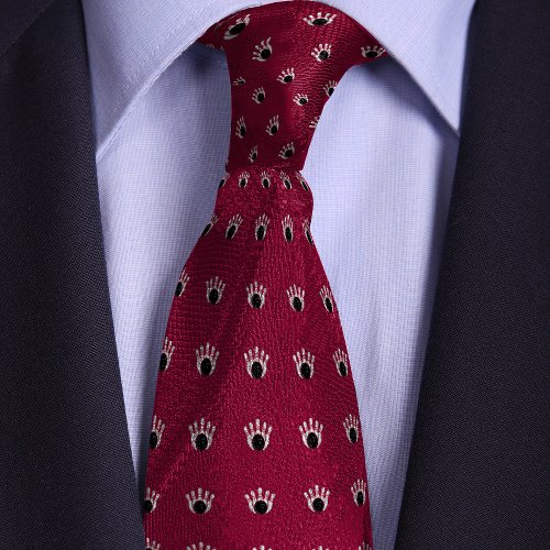 Burgundy Bowling Ball and Pins Pattern Neck Tie