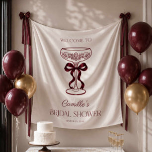 Burgundy Bows and Bubbly Bridal Shower Backdrop