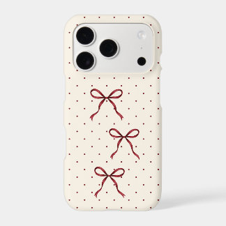 Burgundy Bows Cream Polka Dot iPhone 18 Pro Case