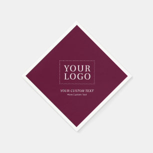  Burgundy Branded Custom Business Logo Promotional Napkins