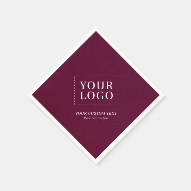  Burgundy Branded Custom Business Logo Promotional Napkins (Corner)
