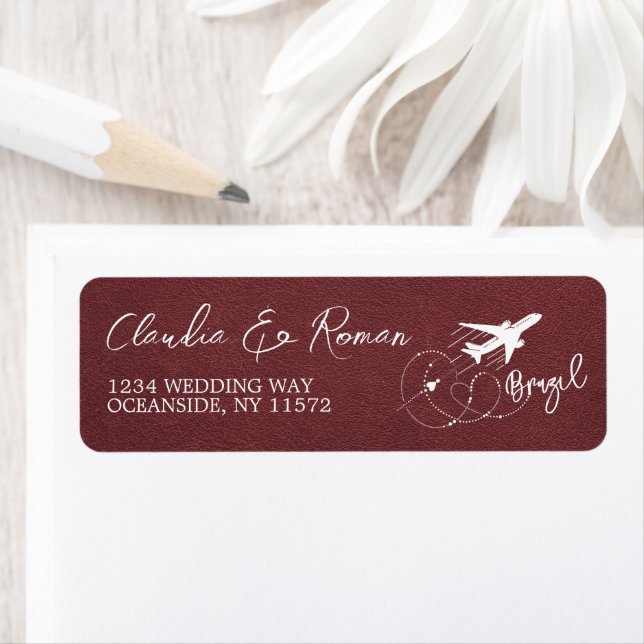 Burgundy Brazil Passport Label (Insitu)