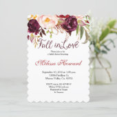 Burgundy Bridal Shower Fall in Love invitation (Standing Front)