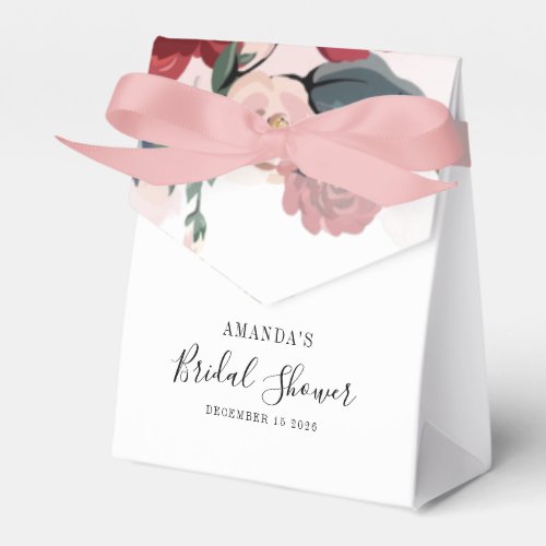 Burgundy Bridal Shower Floral Personalized Favor Boxes