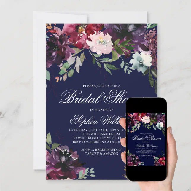Burgundy Bridal Shower Invitation Zazzle