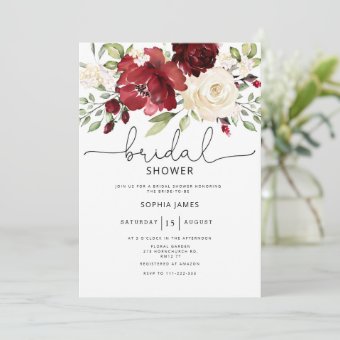 Burgundy Bridal shower Invitation | Zazzle