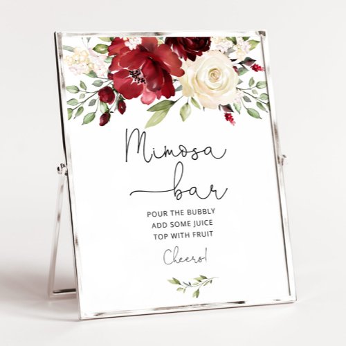 Burgundy bridal shower Mimosa bar Poster