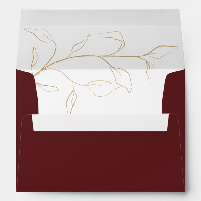 Burgundy Bridal Shower or Wedding Invitation Envelope (Back (Bottom))