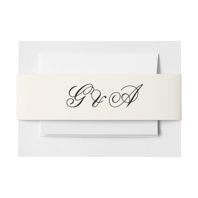 Burgundy Bride Groom Initials Wedding  Invitation Belly Band (Front Example)
