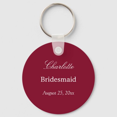 Burgundy Bridesmaid Thank You Keychain