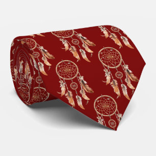 Burgundy Brown Dream Catcher Native American Neck Tie