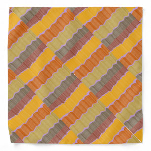 Burgundy Brown Yellow Orange Lilac Wavy Stripes Bandana