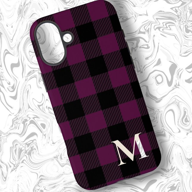 Burgundy Buffalo Plaid Check Case-Mate iPhone Case (Creator Uploaded)