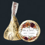 Burgundy Burnt Orange Floral Wedding Love is Sweet Hershey®'s Kisses®<br><div class="desc">These Hershey's Kisses are the perfect favors for weddings and bridal showers!  Featuring pretty burgundy,  burnt orange,  rust floral and greenery with a "love is sweet" heading.  Matching items available in store!  (c) The Happy Cat Studio.</div>