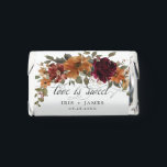 Burgundy Burnt Orange Floral Wedding Love is Sweet Hershey's Miniatures<br><div class="desc">These Hershey's Miniature Chocolate Bars are the perfect favors for wedding and bridal shower!  Featuring pretty burgundy,  burnt orange,  rust floral and greenery with a "love is sweet" heading.  Matching items available in store!  (c) The Happy Cat Studio.</div>