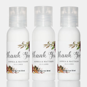 Burgundy Burnt Orange Yellow Floral Wedding Favor Hand Lotion