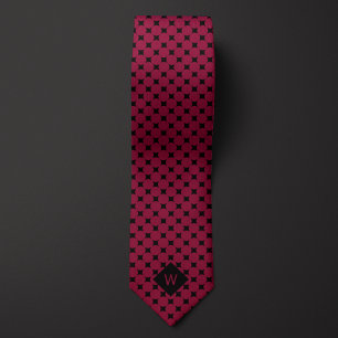 Burgundy Business Circles Monogram Neck Tie