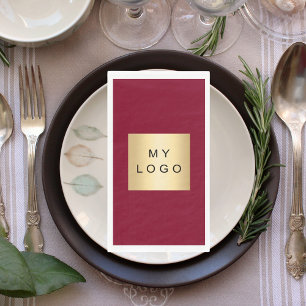 Burgundy business logo paper guest towels
