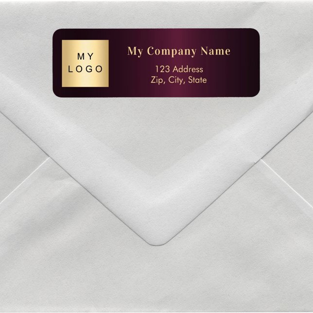 Burgundy business logo return address label (Creator Uploaded)