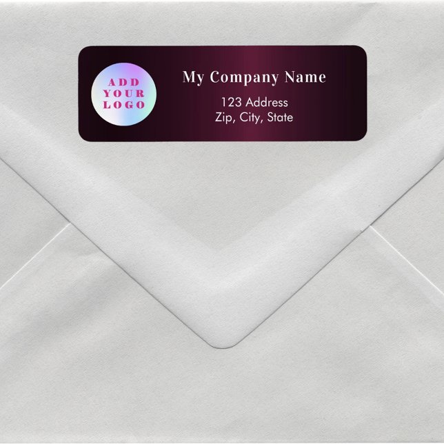 Burgundy business logo return address label (Creator Uploaded)