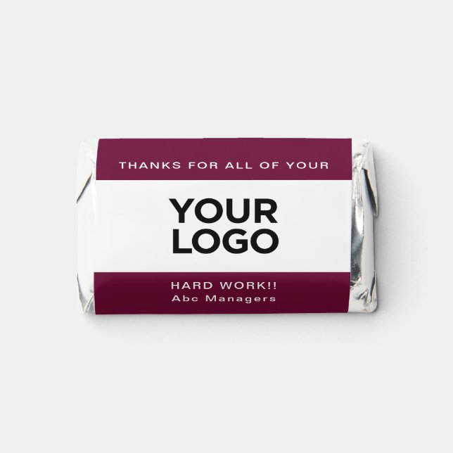 Burgundy Business Logo Text Employee Appreciation Hershey's Miniatures (Front)
