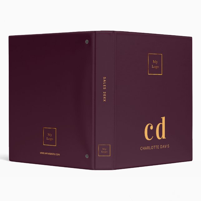 Burgundy business office logo 3 ring binder (Background)
