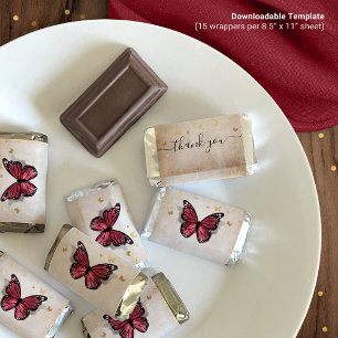 Burgundy Butterfly Mini Candy Bar Wrapper Template Poster